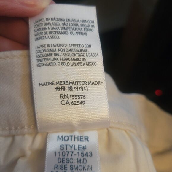 Mother The Mid Rise Smokin' Double Flood Size 32 Cream Cropped Designer Demin - Picture 13 of 15